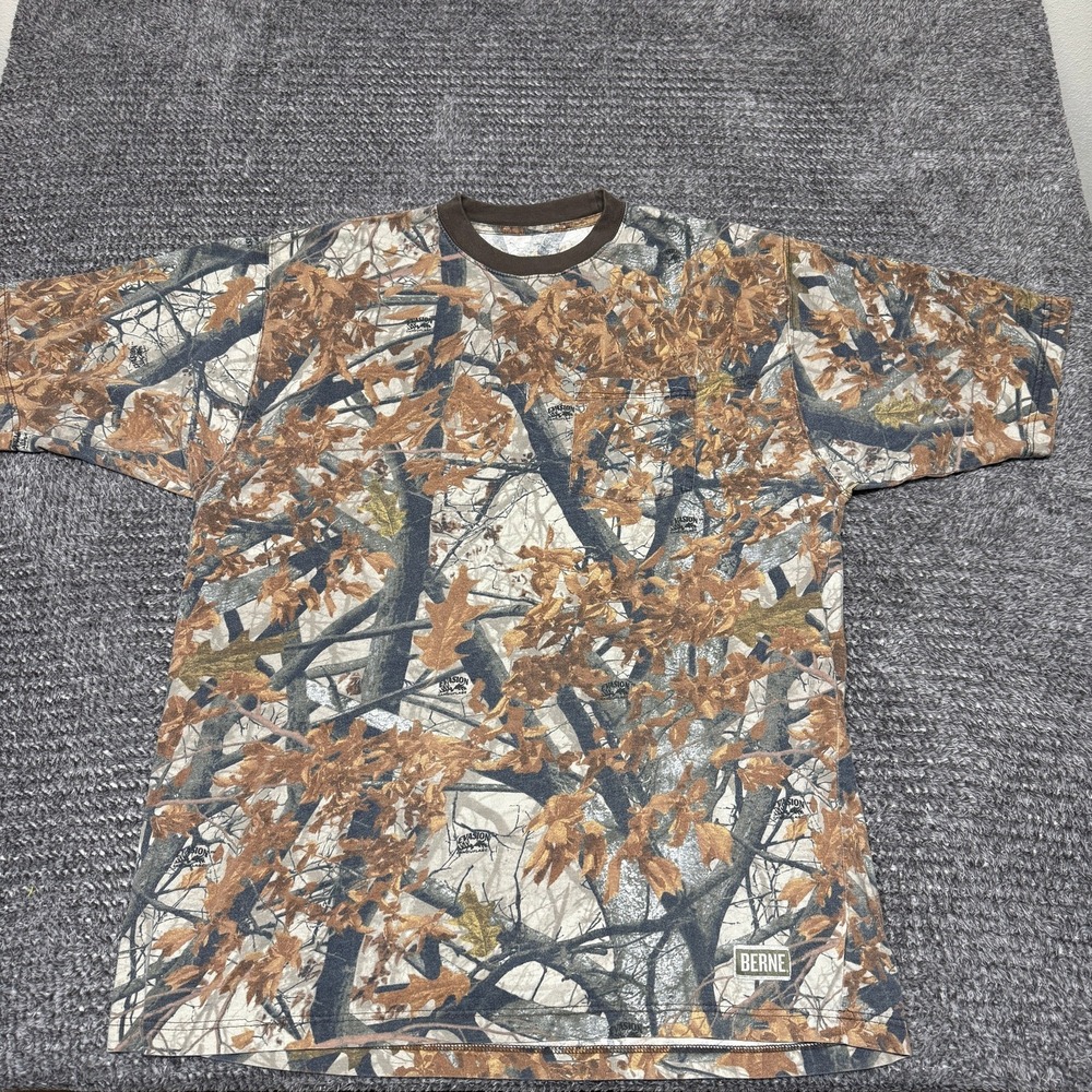 Berne Mens T Shirt L Camo Pocket Earthplant Evasion Cotton Short‎ Sleeve